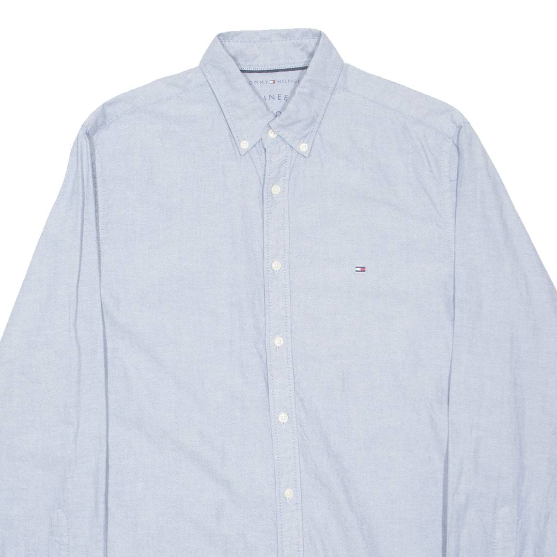 TOMMY HILFIGER Mens Plain Shirt Blue Long Sleeve S