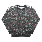 ADIDAS Womens Black Floral Print Crew Neck UK 10 Sweatshirt 3-Stripes