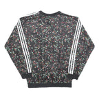 ADIDAS Womens Black Floral Print Crew Neck UK 10 Sweatshirt 3-Stripes