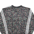 ADIDAS Womens Black Floral Print Crew Neck UK 10 Sweatshirt 3-Stripes