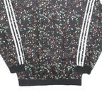 ADIDAS Womens Black Floral Print Crew Neck UK 10 Sweatshirt 3-Stripes