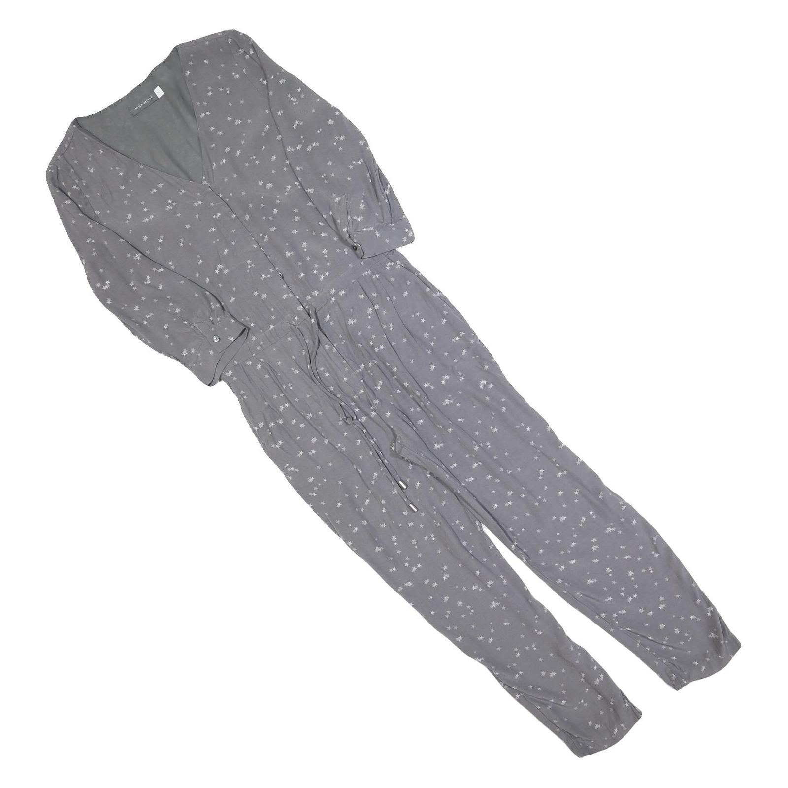 MINT VELVET Womens Grey Playsuit Star Print Long Sleeve UK 10 Polyester Blend