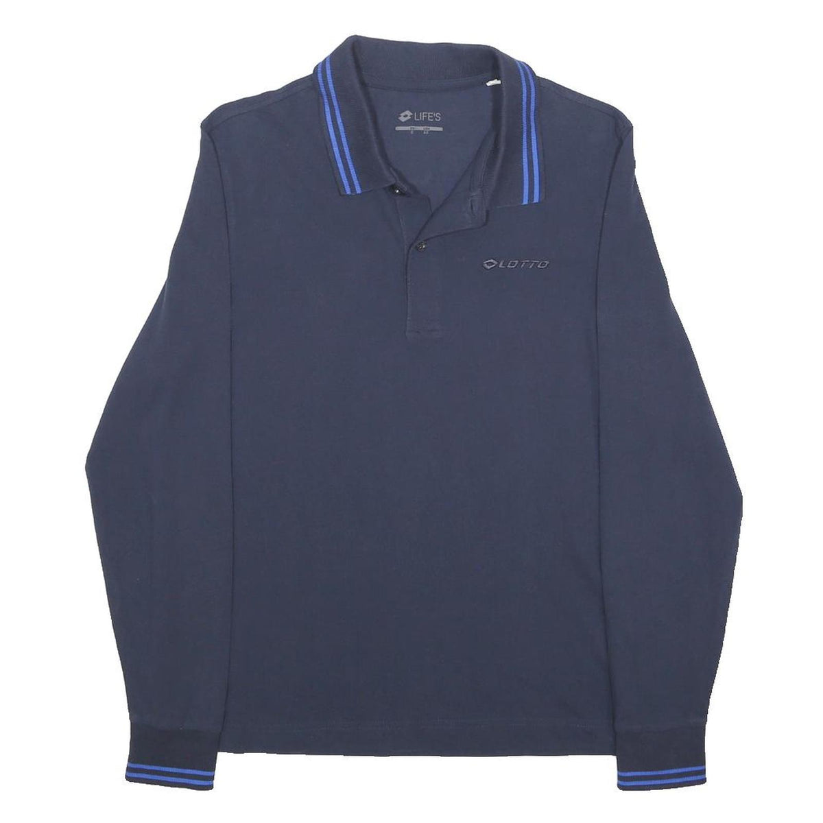 LOTTO Mens Navy Blue Polo Shirt Long Sleeve S Cotton Casual Sport