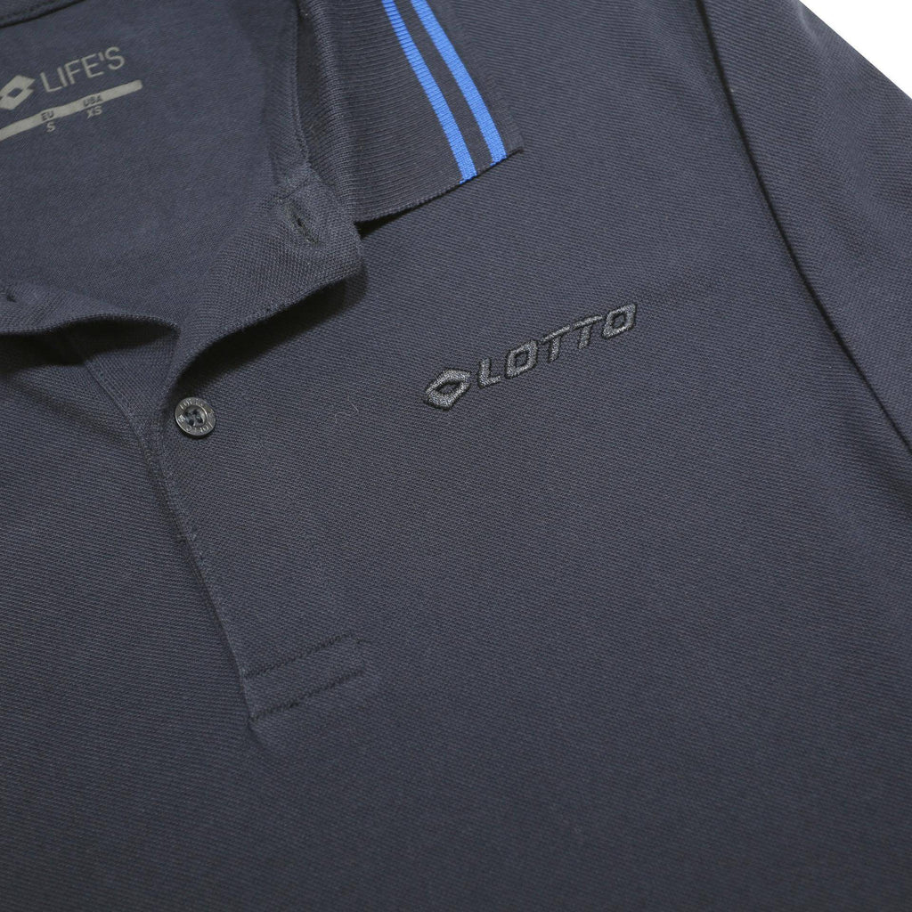 LOTTO Mens Navy Blue Polo Shirt Long Sleeve S Cotton Casual Sport