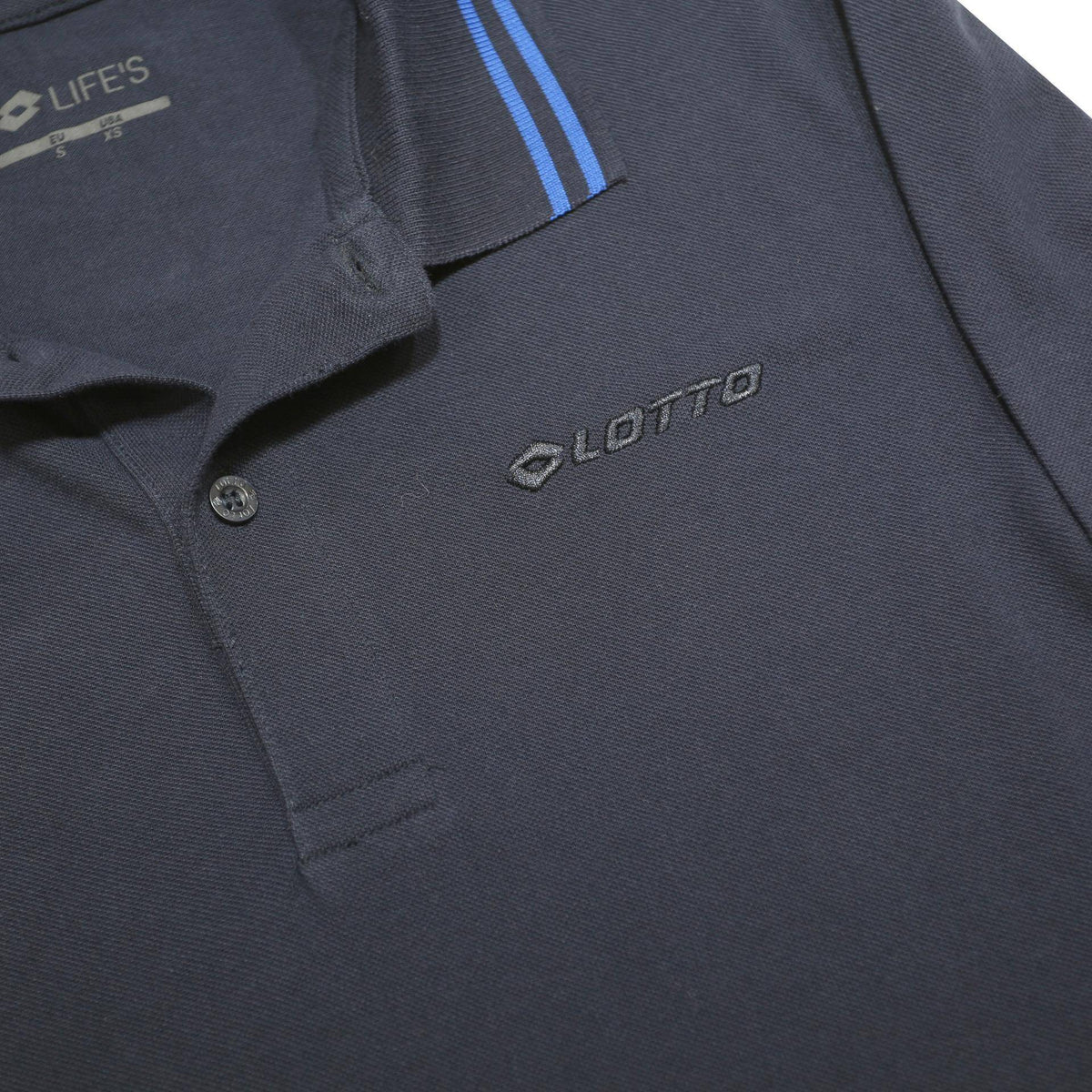 LOTTO Mens Navy Blue Polo Shirt Long Sleeve S Cotton Casual Sport