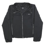 REEBOK Womens Black Zip Jacket S Polyester Blend Plain Lightweight Activewear
