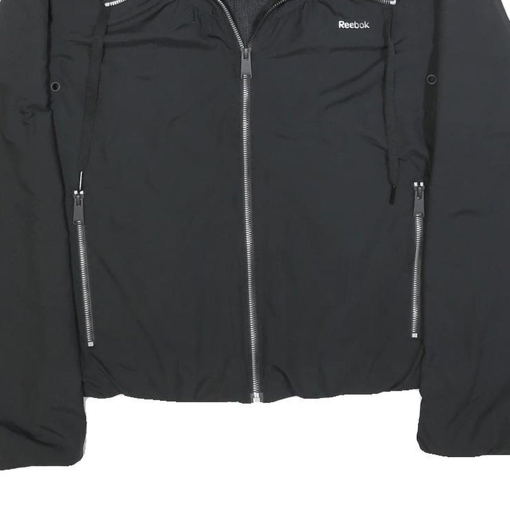 REEBOK Womens Black Zip Jacket S Polyester Blend Plain Lightweight Activewear