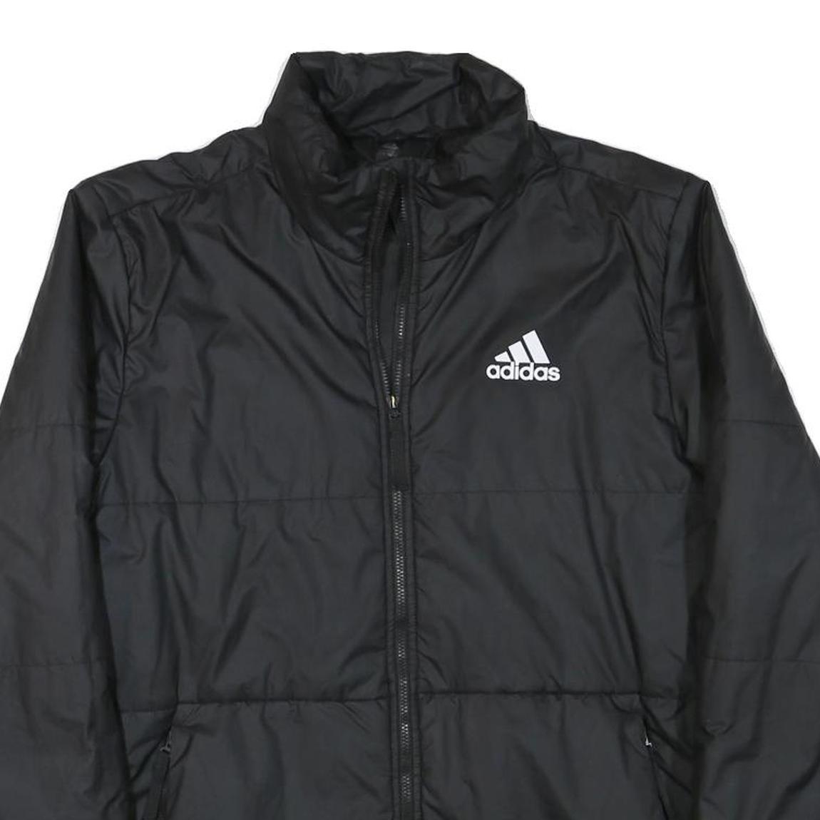 ADIDAS Mens Black Jacket S Polyester Blend Plain Zip Sport Casual Lightweight