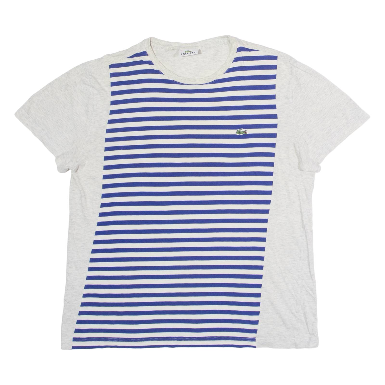 LACOSTE Striped Mens T-Shirt Grey Crew Neck S