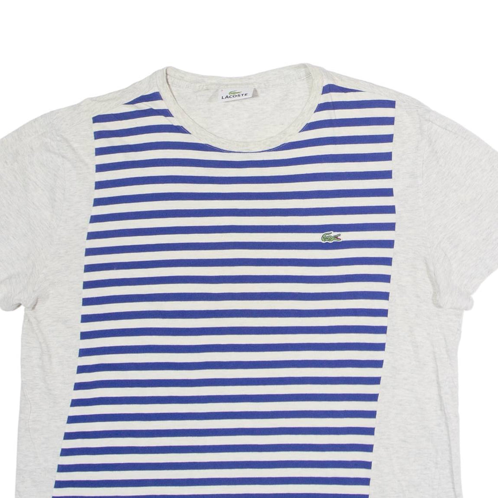 LACOSTE Striped Mens T-Shirt Grey Crew Neck S