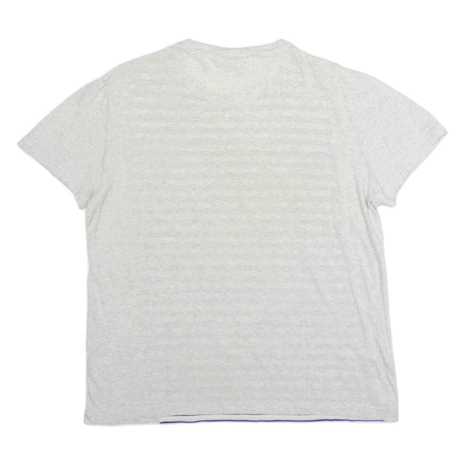 LACOSTE Striped Mens T-Shirt Grey Crew Neck S