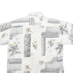 MODE MONSIEUR Mens White Grey Floral Pattern Shirt L Cotton Blend Casual Summer