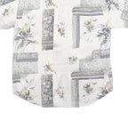 MODE MONSIEUR Mens White Grey Floral Pattern Shirt L Cotton Blend Casual Summer