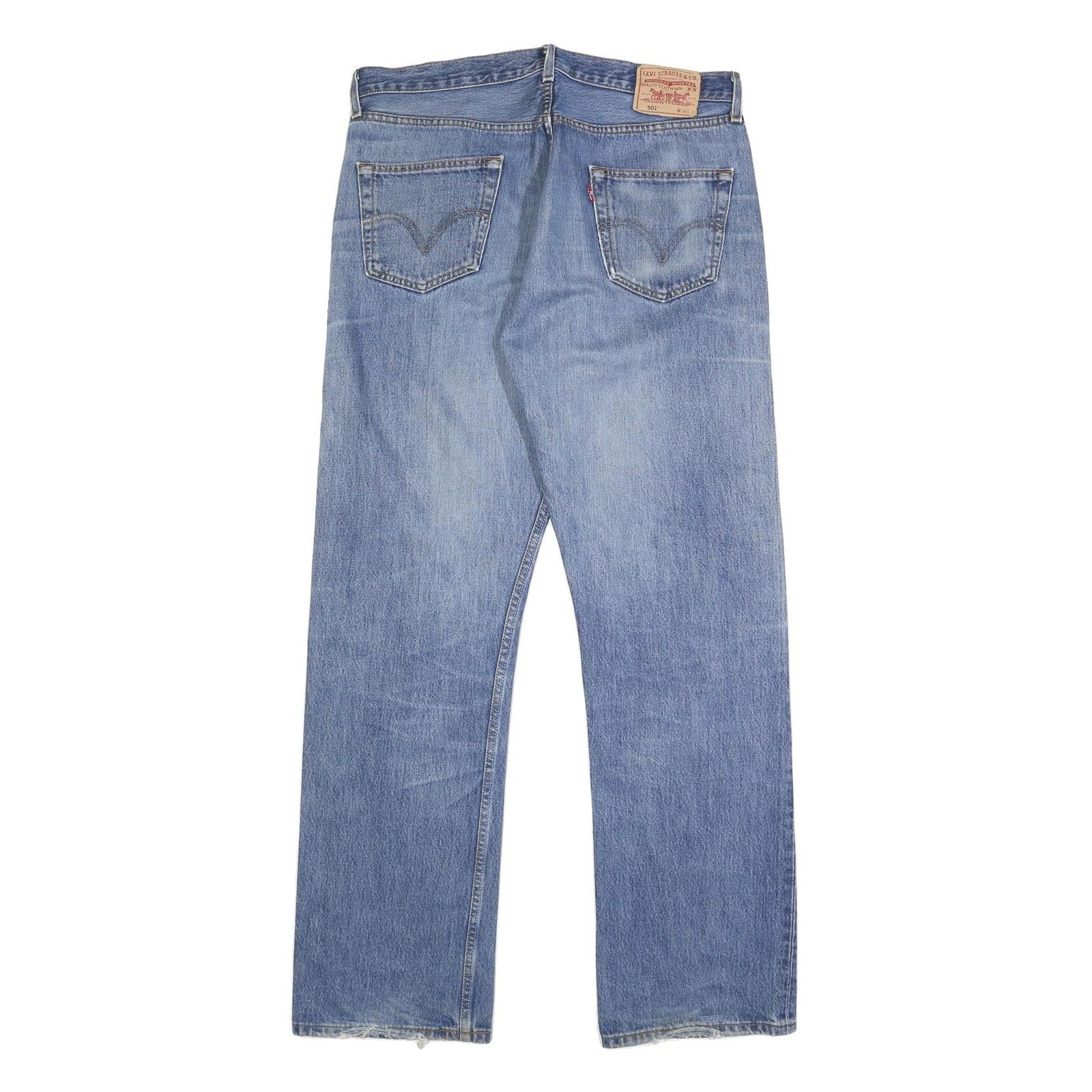 LEVI'S 501 Mens Jeans Blue Regular Straight Denim Medium W36 L34 Classic Fit