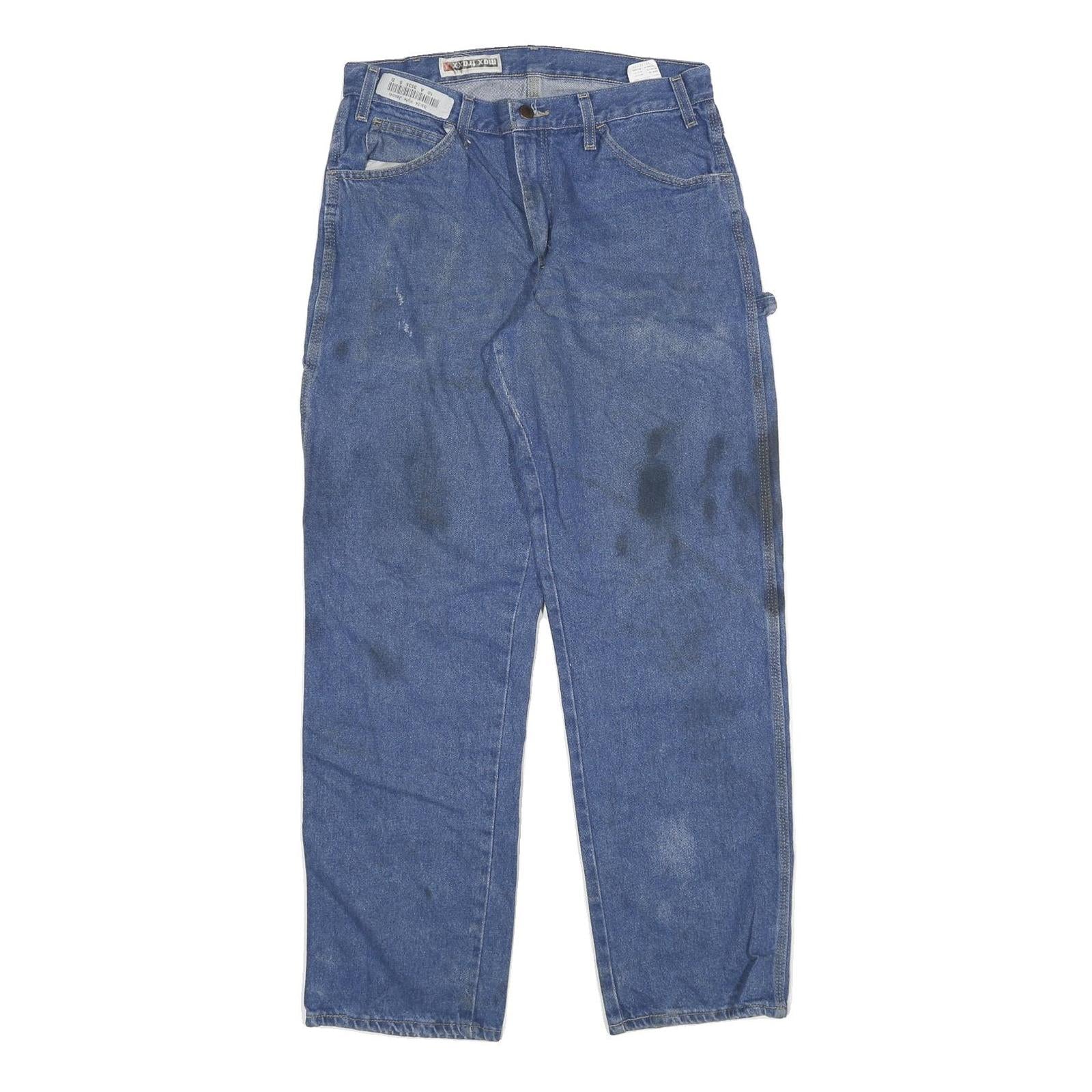 DICKIES Mens Blue Regular Fit Straight Leg Denim W30 L31 Workwear Zip Jeans