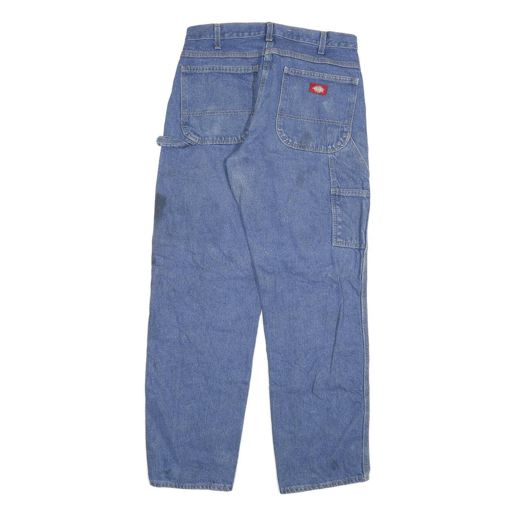 DICKIES Mens Blue Regular Fit Straight Leg Denim W30 L31 Workwear Zip Jeans