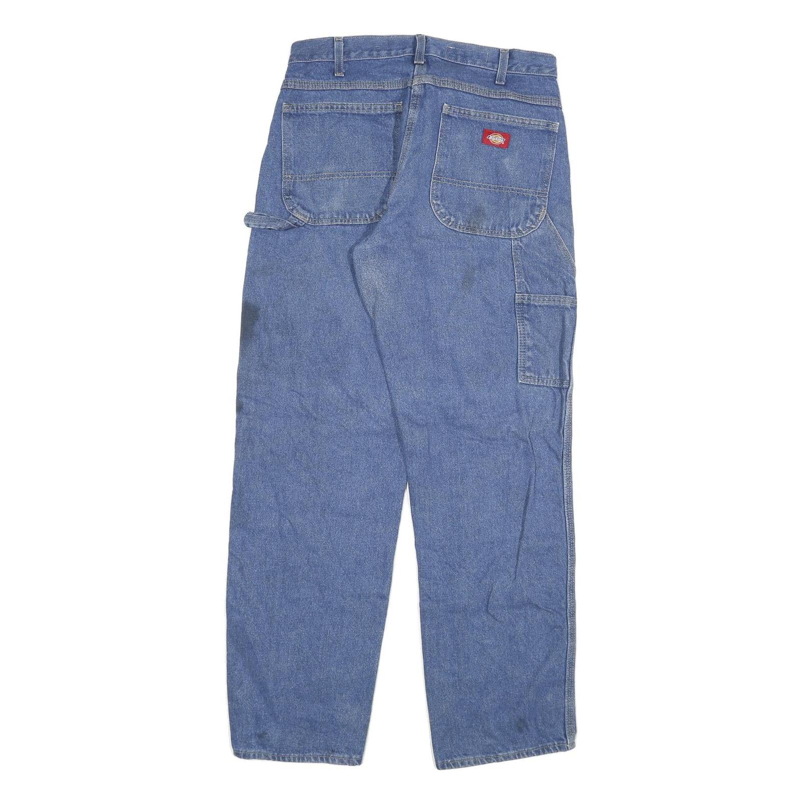 DICKIES Mens Blue Regular Fit Straight Leg Denim W30 L31 Workwear Zip Jeans