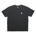 CARHARTT Mens Black Henley T-Shirt XL Short Sleeve Crew Neck Cotton Casual