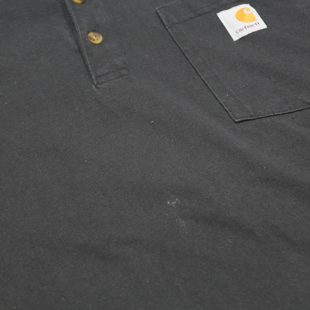 CARHARTT Mens Black Henley T-Shirt XL Short Sleeve Crew Neck Cotton Casual