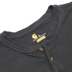 CARHARTT Mens Black Henley T-Shirt XL Short Sleeve Crew Neck Cotton Casual