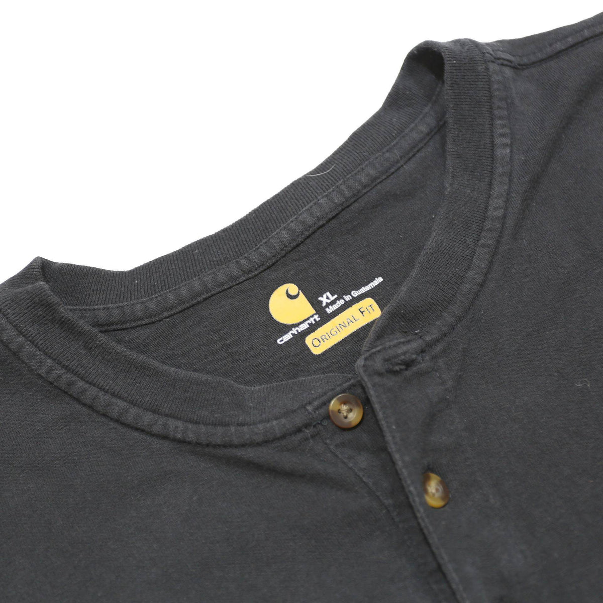 CARHARTT Mens Black Henley T-Shirt XL Short Sleeve Crew Neck Cotton Casual