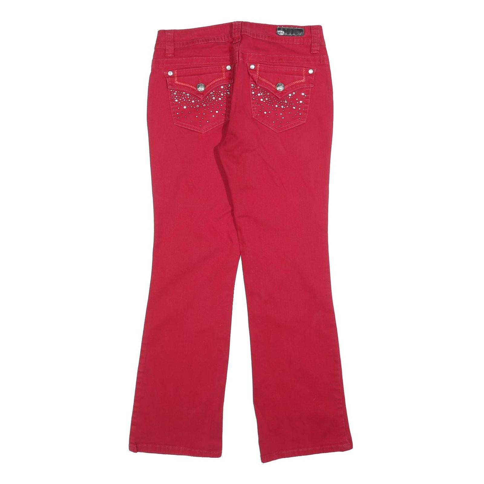 STYLE & CO Womens Jeans Red Slim Bootcut Denim W28 L28 Stud Detail