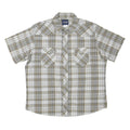 WRANGLER Mens Beige & White Checked Short Sleeve Shirt XL Cotton Blend Casual