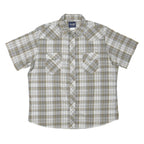 WRANGLER Mens Beige & White Checked Short Sleeve Shirt XL Cotton Blend Casual