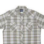 WRANGLER Mens Beige & White Checked Short Sleeve Shirt XL Cotton Blend Casual