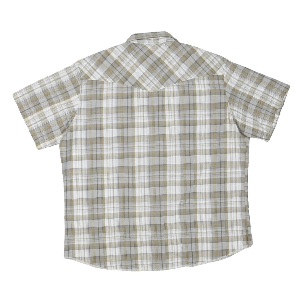 WRANGLER Mens Beige & White Checked Short Sleeve Shirt XL Cotton Blend Casual