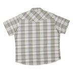WRANGLER Mens Beige & White Checked Short Sleeve Shirt XL Cotton Blend Casual