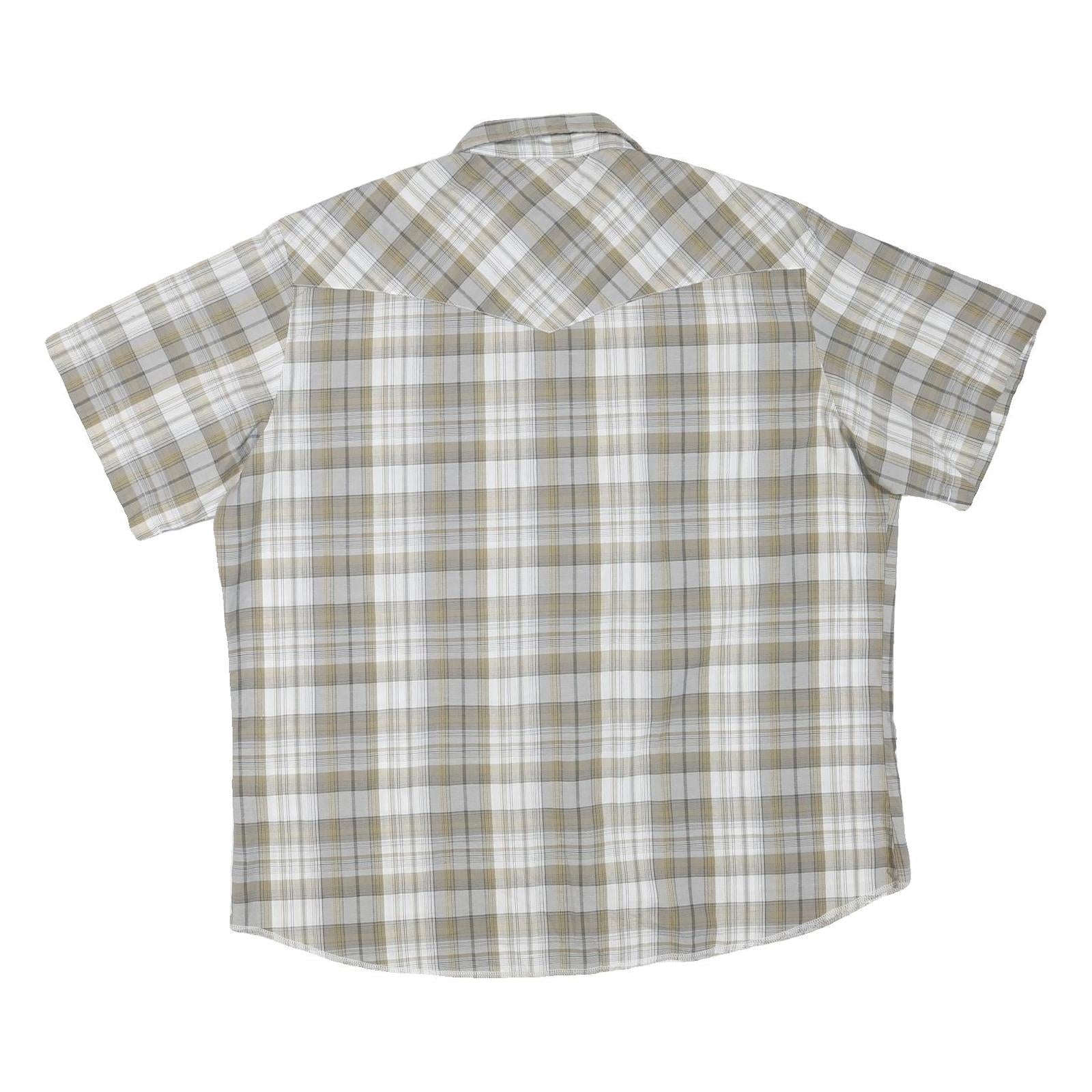 WRANGLER Mens Beige & White Checked Short Sleeve Shirt XL Cotton Blend Casual