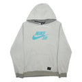 NIKE Mens Grey Hoodie S Blue Logo Pullover Comfortable Casual Sport