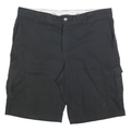 DICKIES Mens Black Cargo Shorts 2XL W42 Cotton Blend Relaxed Fit Pockets