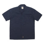 DICKIES Mens Navy Blue Workwear Shirt M Short Sleeve Button Pocket Polyester