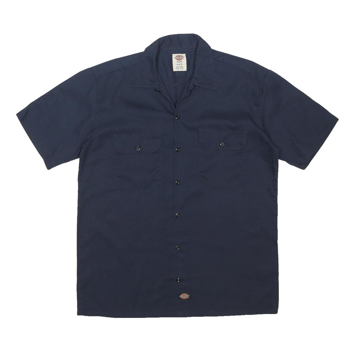 DICKIES Mens Navy Blue Workwear Shirt M Short Sleeve Button Pocket Polyester