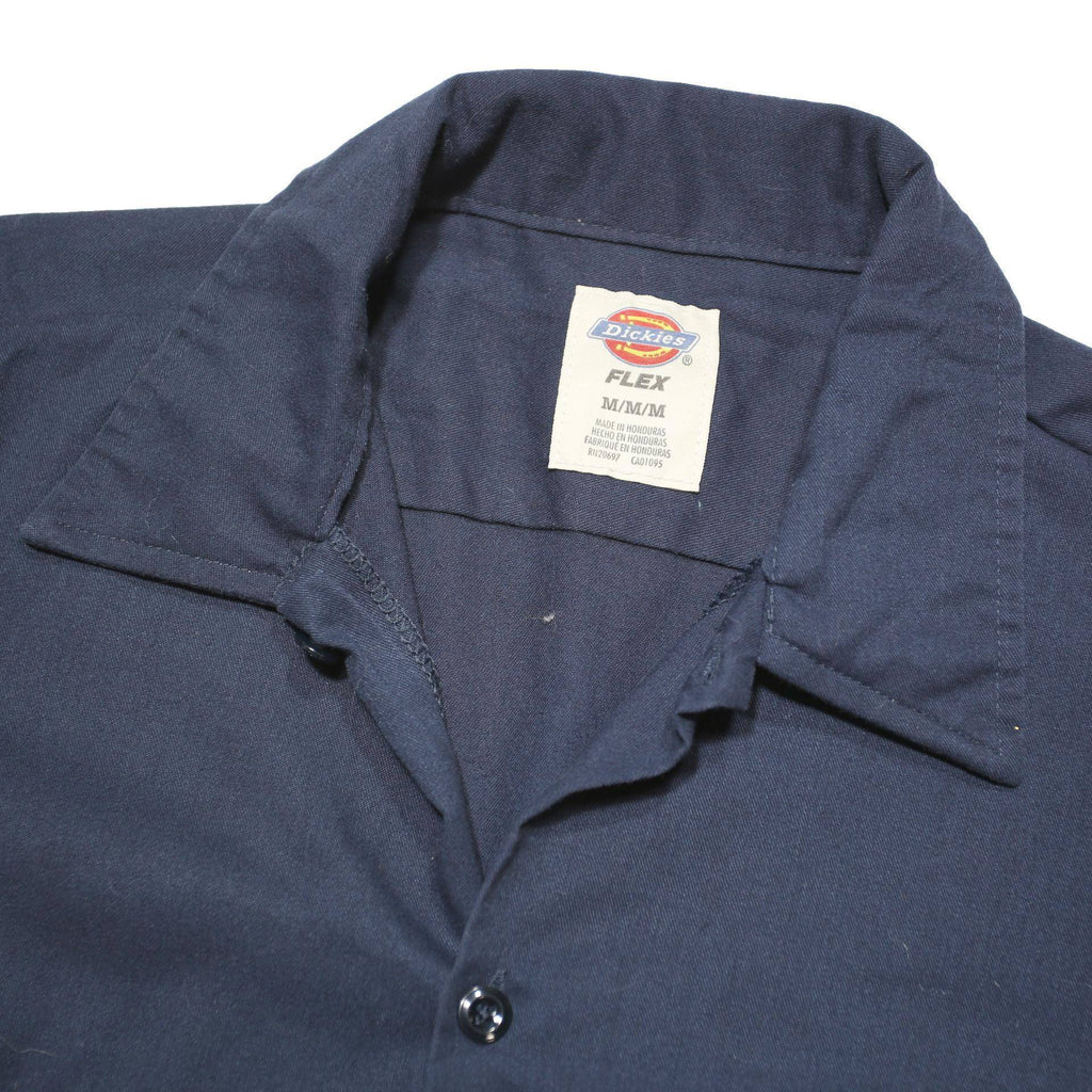 DICKIES Mens Navy Blue Workwear Shirt M Short Sleeve Button Pocket Polyester