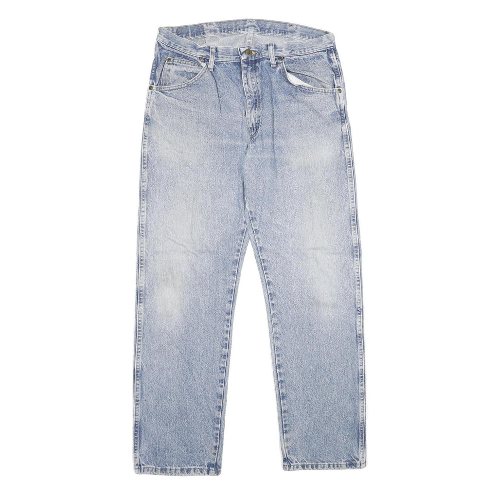 WRANGLER Mens Regular Fit Blue Denim Stone Wash Jeans W36 L32 Classic Cotton Zip