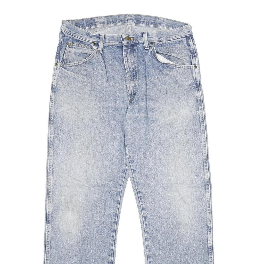 WRANGLER Mens Regular Fit Blue Denim Stone Wash Jeans W36 L32 Classic Cotton Zip
