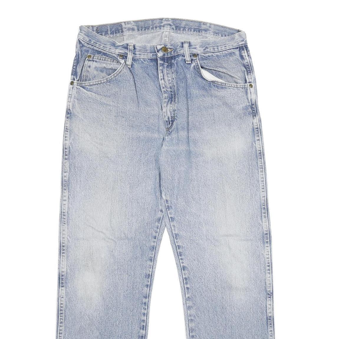 WRANGLER Mens Regular Fit Blue Denim Stone Wash Jeans W36 L32 Classic Cotton Zip