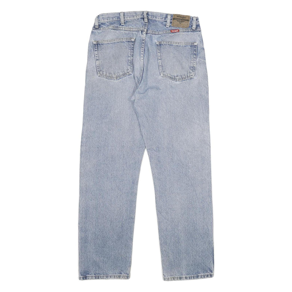 WRANGLER Mens Regular Fit Blue Denim Stone Wash Jeans W36 L32 Classic Cotton Zip