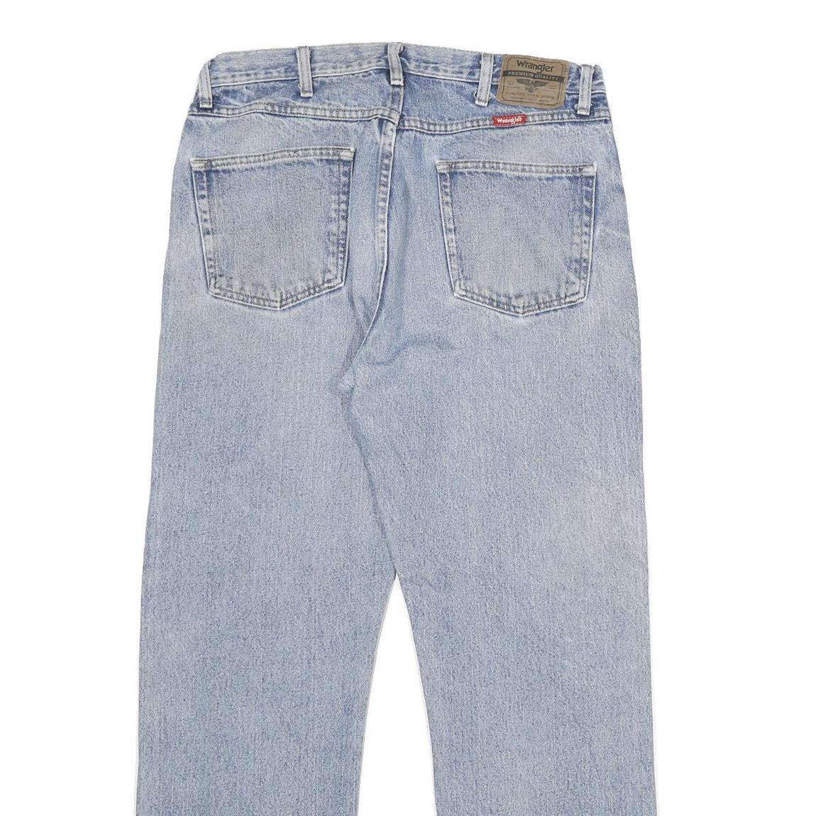 WRANGLER Mens Regular Fit Blue Denim Stone Wash Jeans W36 L32 Classic Cotton Zip