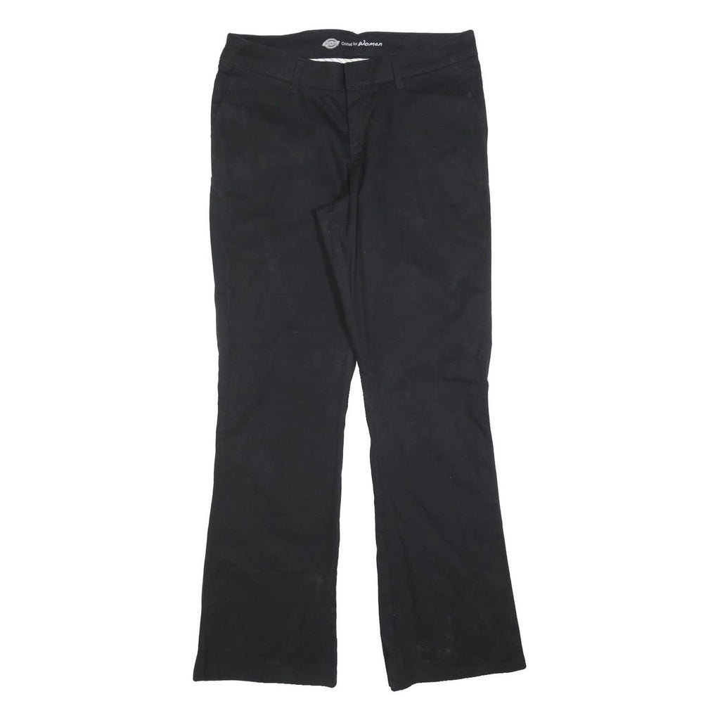 DICKIES Womens Slim Black Cotton Blend Trousers W34 L34 Zip Closure Straight Leg
