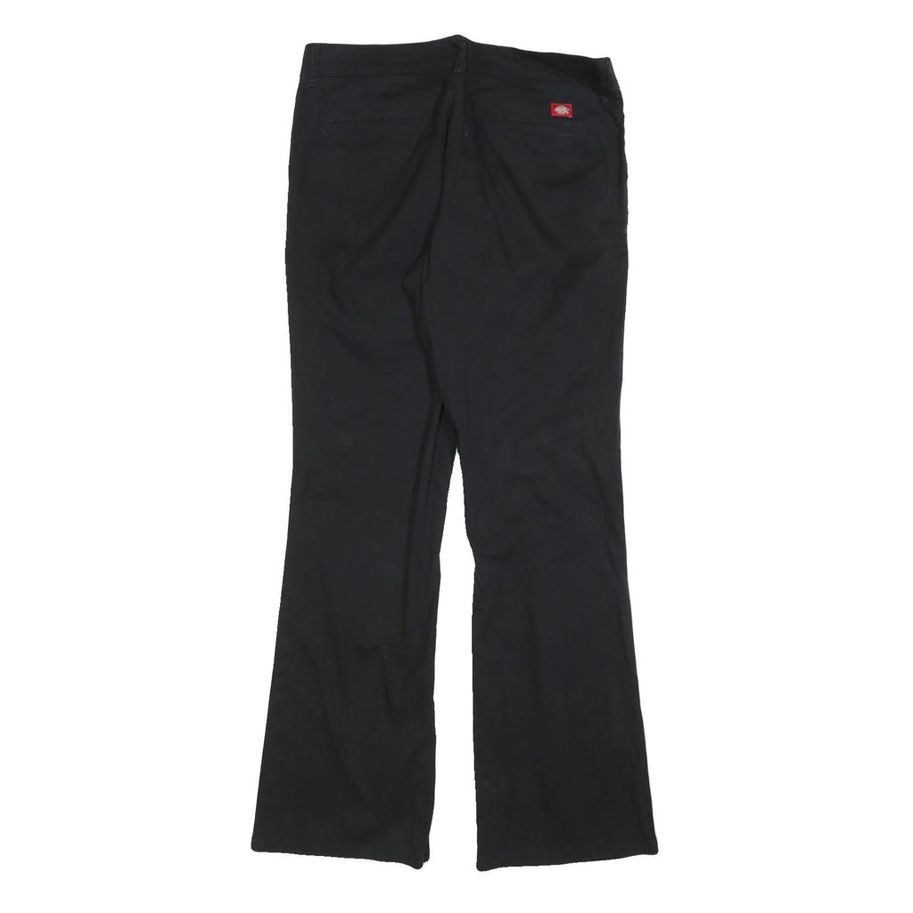 DICKIES Womens Slim Black Cotton Blend Trousers W34 L34 Zip Closure Straight Leg