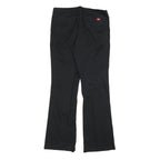 DICKIES Womens Slim Black Cotton Blend Trousers W34 L34 Zip Closure Straight Leg
