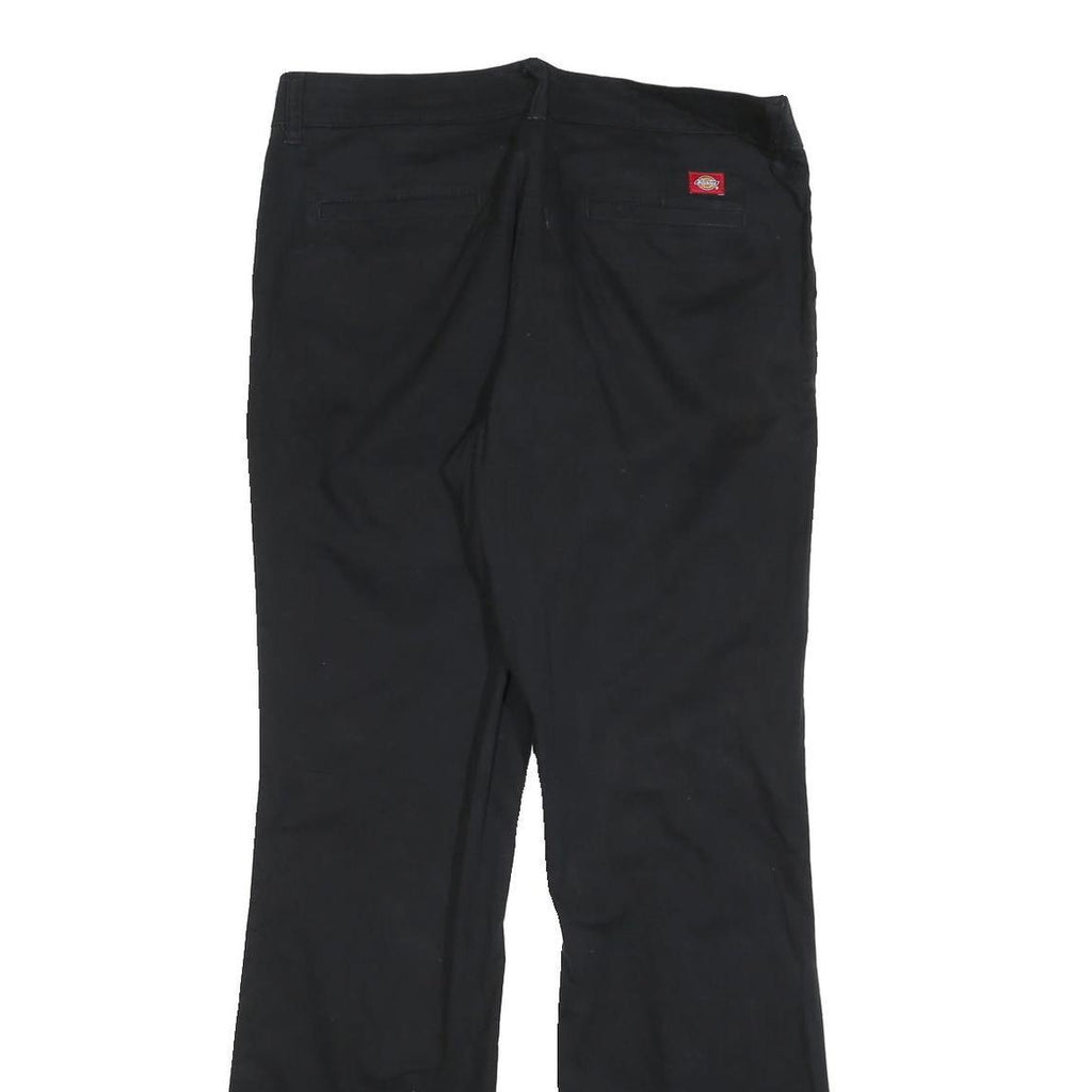 DICKIES Womens Slim Black Cotton Blend Trousers W34 L34 Zip Closure Straight Leg