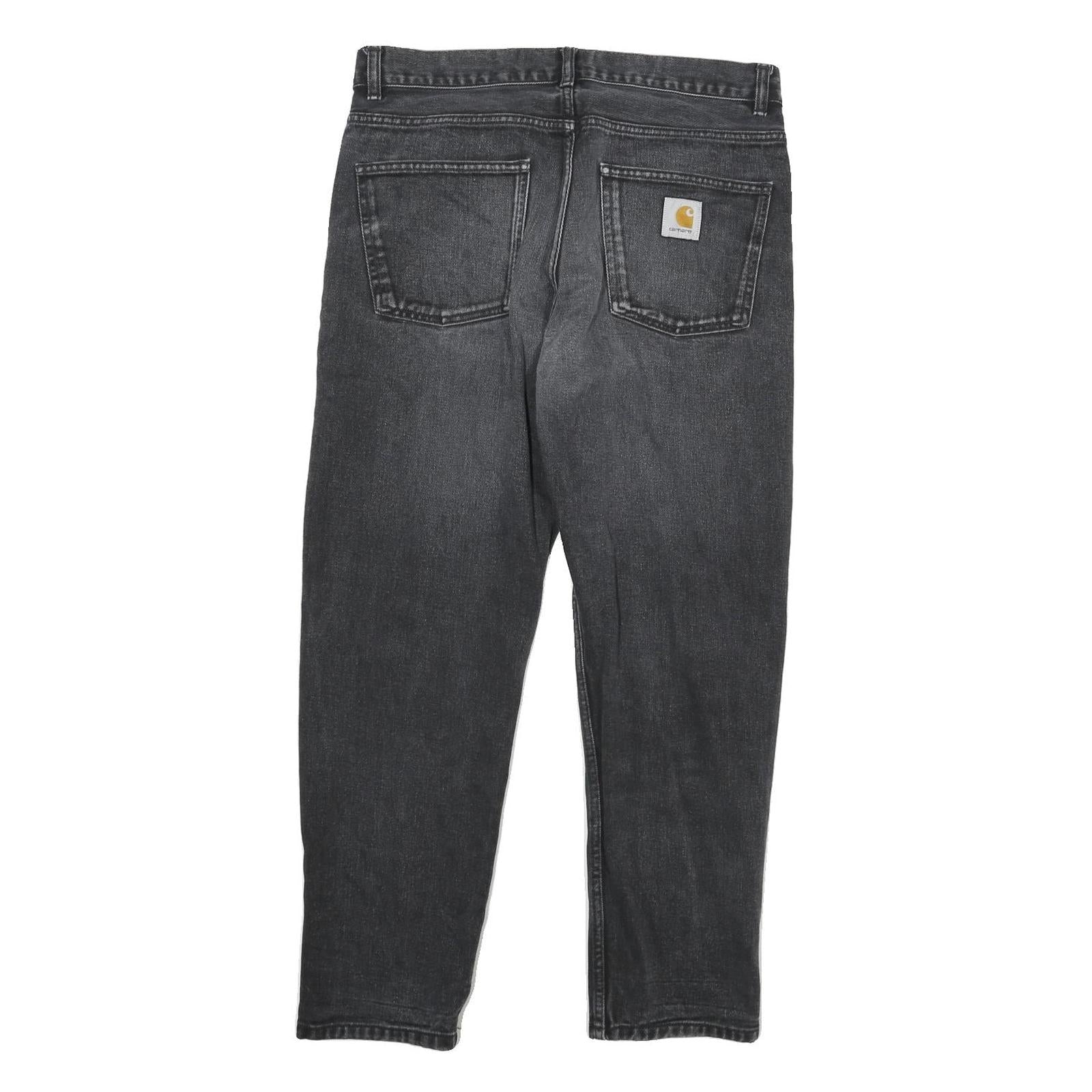 CARHARTT Mens Slim Fit Black Denim Jeans W32 L27 Cotton Blend Zip Casual Wear