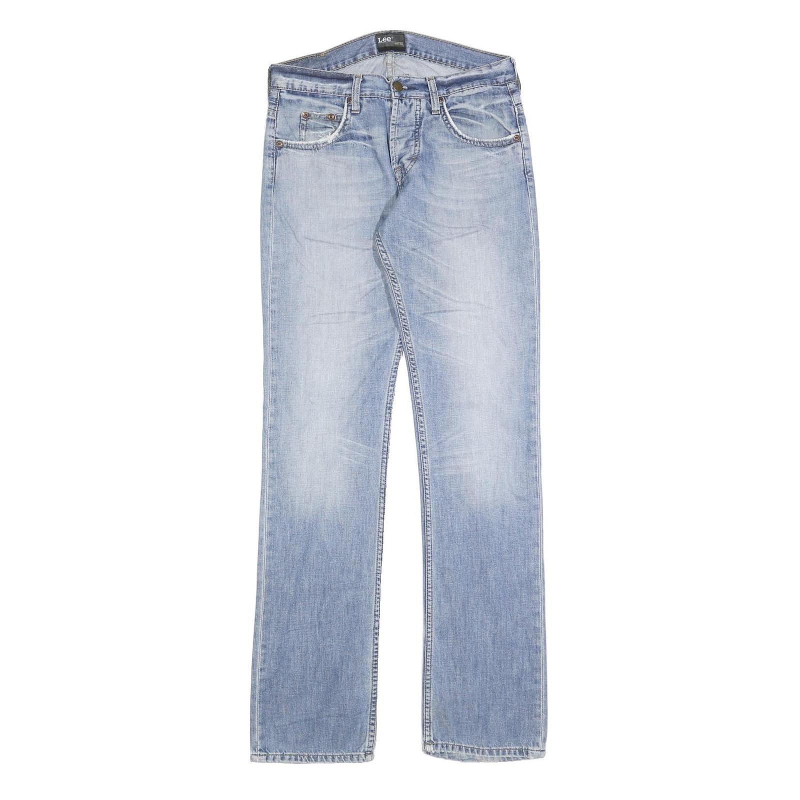 LEE Mens Blue Regular Fit Straight Leg Denim Light W29 L34 Classic Cotton Zip