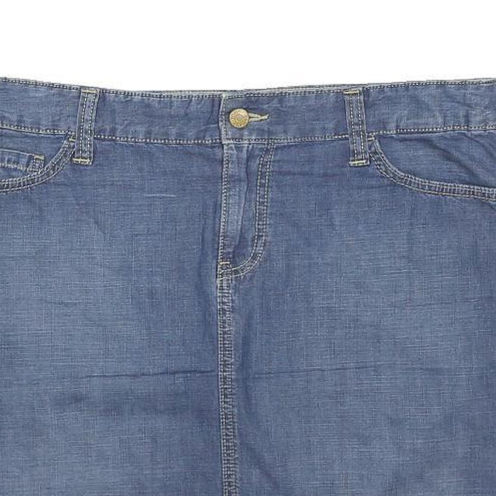 TOMMY HILFIGER Womens Blue Denim Straight Short Cotton Blend Skirt L Classic