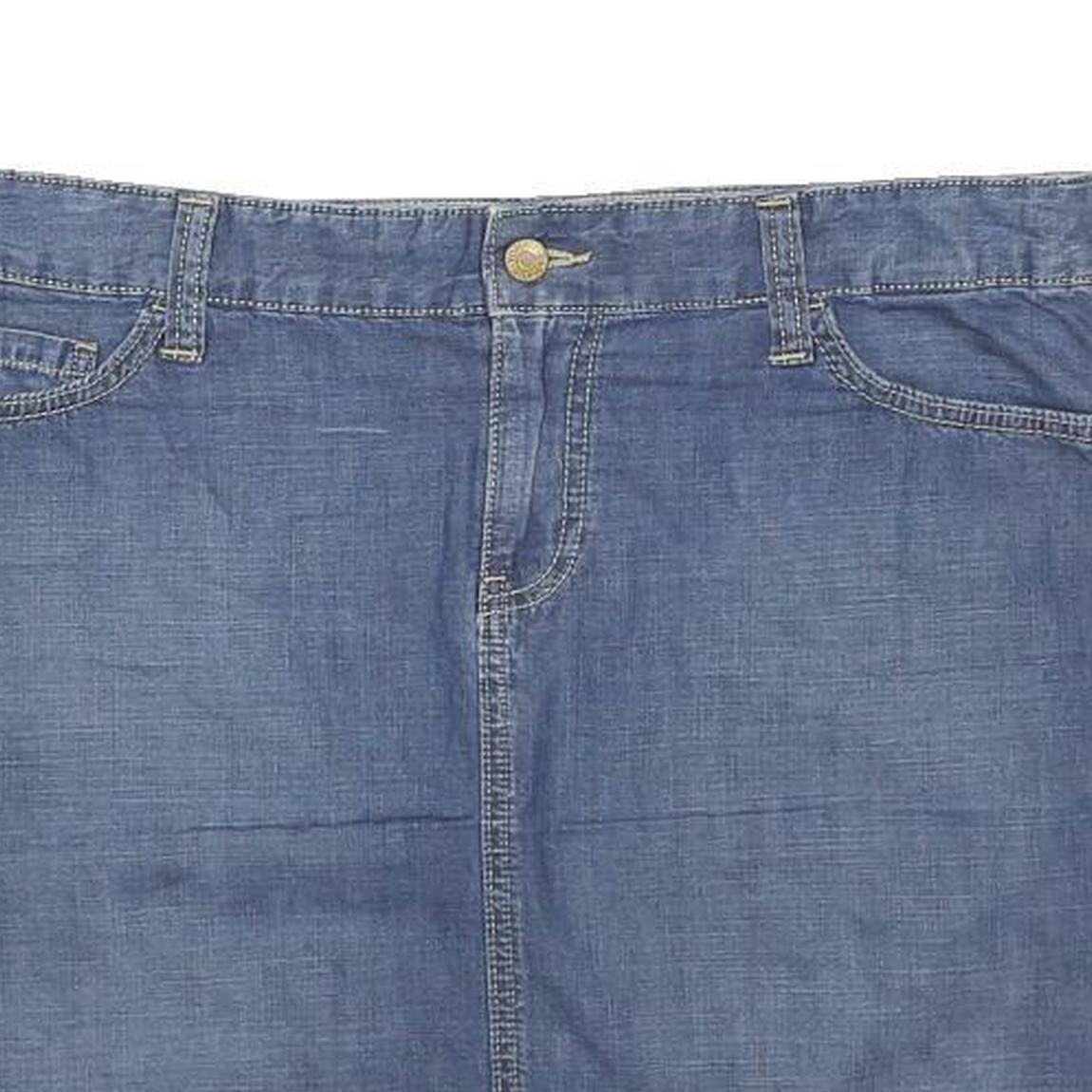 TOMMY HILFIGER Womens Blue Denim Straight Short Cotton Blend Skirt L Classic
